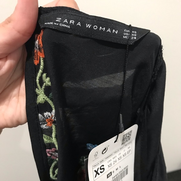 *NEW* ZARA Embroidered Black Dress X-Small 🌹 - Picture 8 of 8